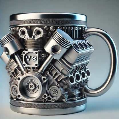 🎁☕ Hrnek na kávu z nerezové oceli Creative Engine V6V8, mechanický design