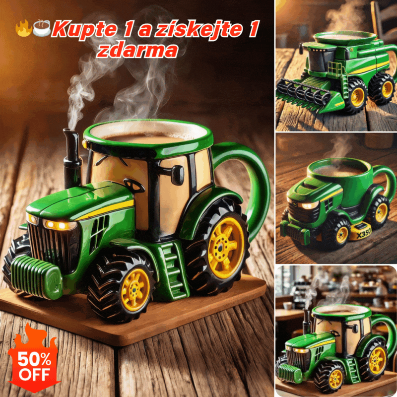 🔥☕Retro šálek kávy ve tvaru zemědělského traktoru