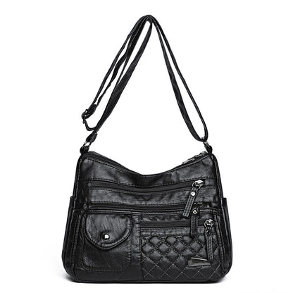 🔥【50% sleva】Dámská vícevrstvá velkokapacitní měkká kožená taška. Stylové a všestranné, lze nosit crossbody