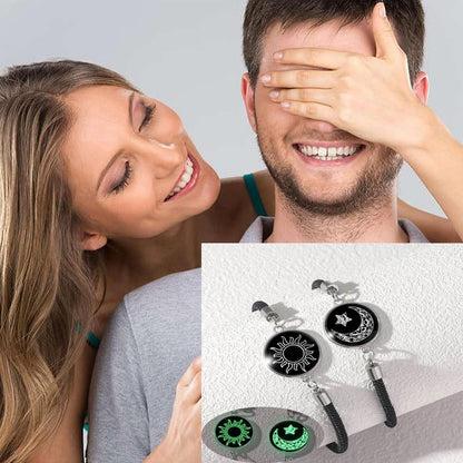 🎁💖 Sada 2 náramků Slunce a Měsíc - Třpytivé šperky pro páry ve vztazích na dálku.
