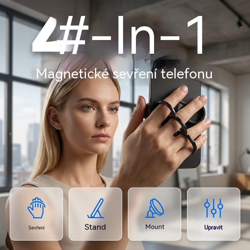 【Kupte 1, získejte 1 zdarma】📢📢50% SLEVA !! ⏰Multifunkční magnetický držák a stojánek na telefon se 4 kroužky