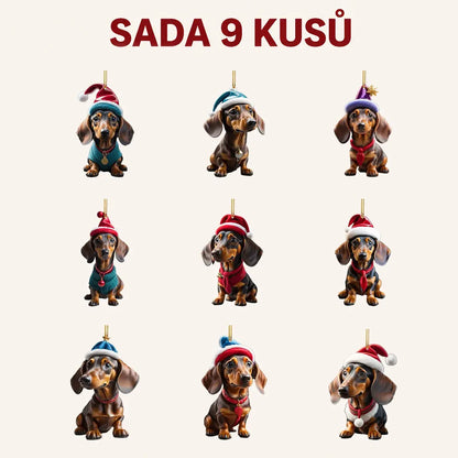 🎄【9dílná sada】🐕 Vánoční ozdoby ve tvaru pejsků jsou opravdu roztomilé