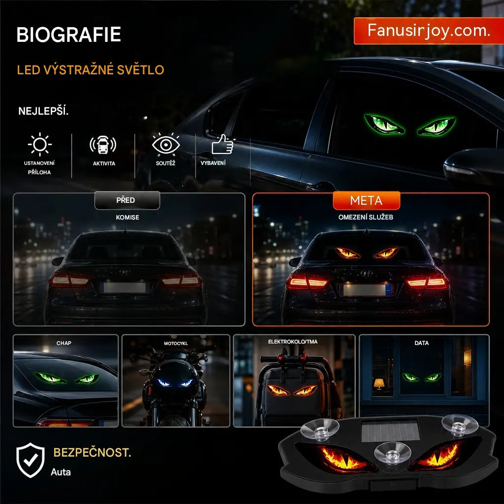 🚗👀 Solární LED výstražná světla do auta | Přitahují veškerou pozornost, zvyšují bezpečnost jízdy – bezdrátový design, automatická detekce, vysoká všestrannost ✨