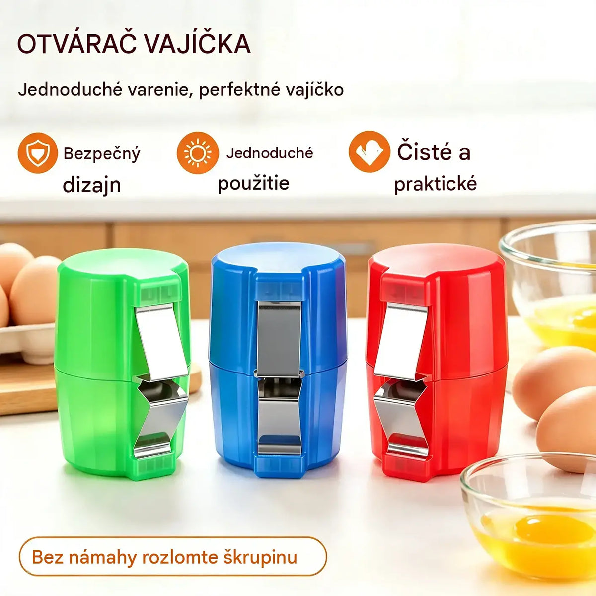 【3 kusy 510 Kč】🍳 Rychlý lámač vajec: Rozbije stovky vajec rychleji a čistěji 🔥