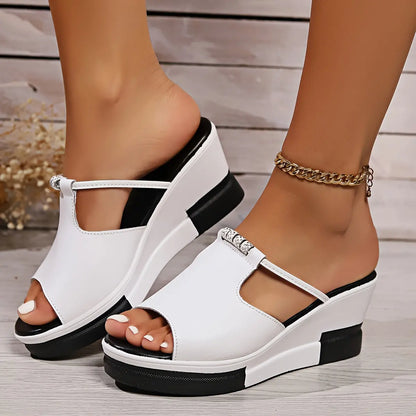 🔥👡Slevy na konec sezóny!! Dodání do 7 dnů!!!【Kupte 1, 1 dostanete zdarma】【36-43】Dámské sandály z pravé kůže s klínovým podpatkem, který zlepšuje postavu