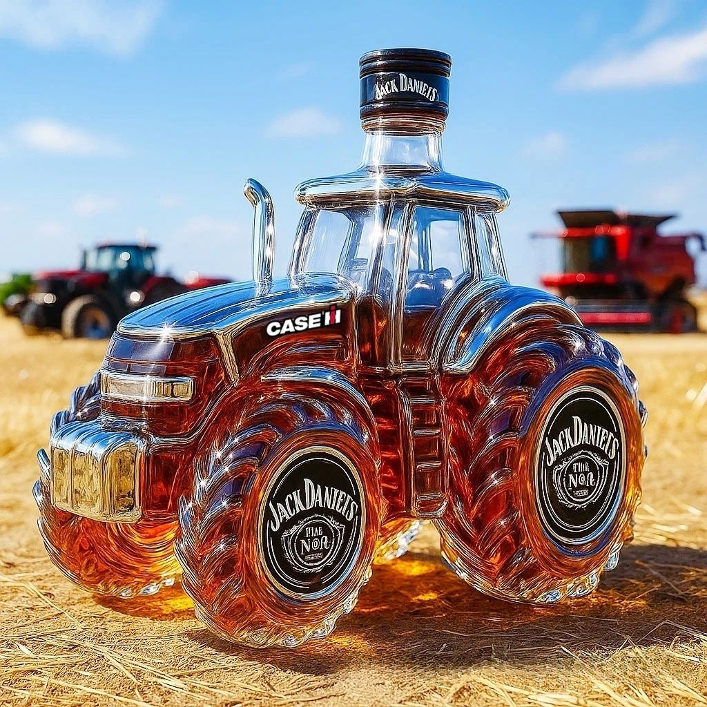 🔥🚜Láhev vína s retro traktorem, 🎁🎁Kreativní ozdoby na láhev whisky s utěsněním