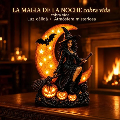 🎃🔮 Lampa čarodějnice a úplňku – Gotická dekorativní soška, ideální dárek 🌙 🎃