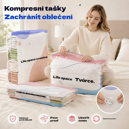 👕📦【🔥5 kusů 590 Kč】Kompresní sáčky na uložení oblečení, nevyžadují vysávání, zesílená konstrukce.