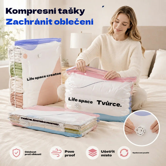 👕📦【🔥5 kusů 590 Kč】Kompresní sáčky na uložení oblečení, nevyžadují vysávání, zesílená konstrukce.