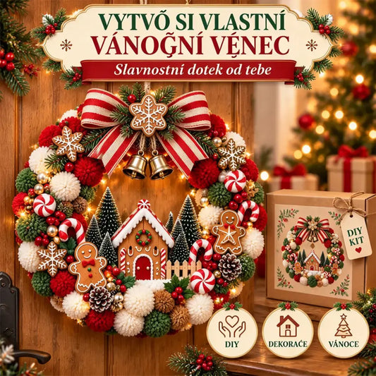 🎄🎁🏵Sada na výrobu vánočního věnce – sváteční dekorace