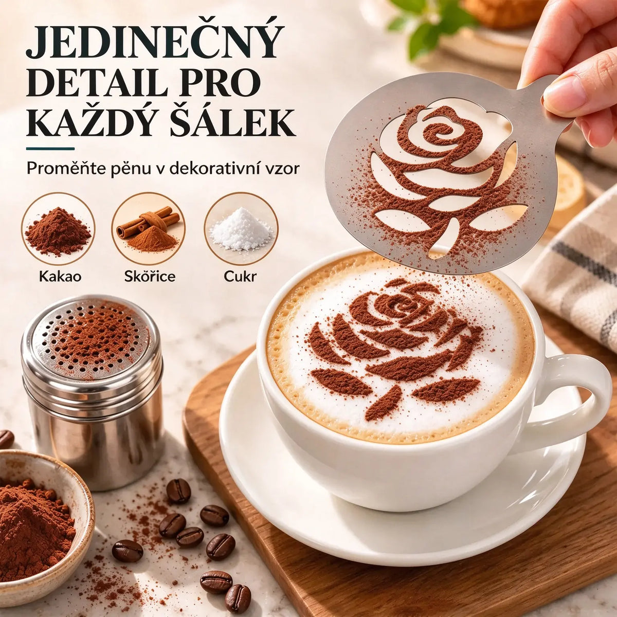🔥9 kusů za pouhých 530 Kč🔥☕ Nerezová ocelová forma na kávové latte art