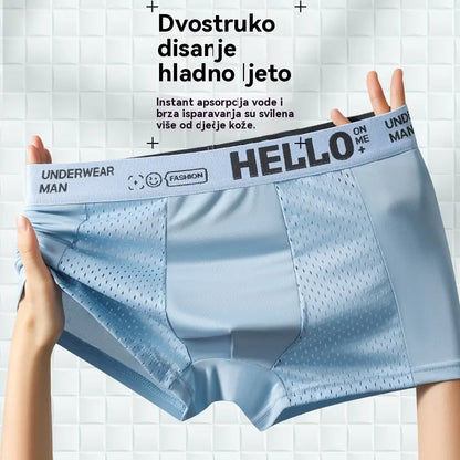 ⏰⏰【6 kusů】Nový styl, pohodlné a prodyšné, síťované, ledové hedvábné boxerky velké velikosti