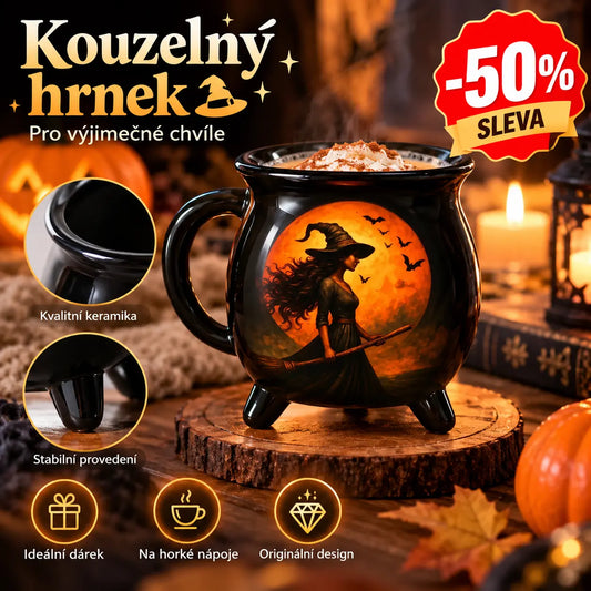 🧙‍♀️🎃Kreativní a jedinečný hrnek s drahokamy v podobě čarodějnického kotle