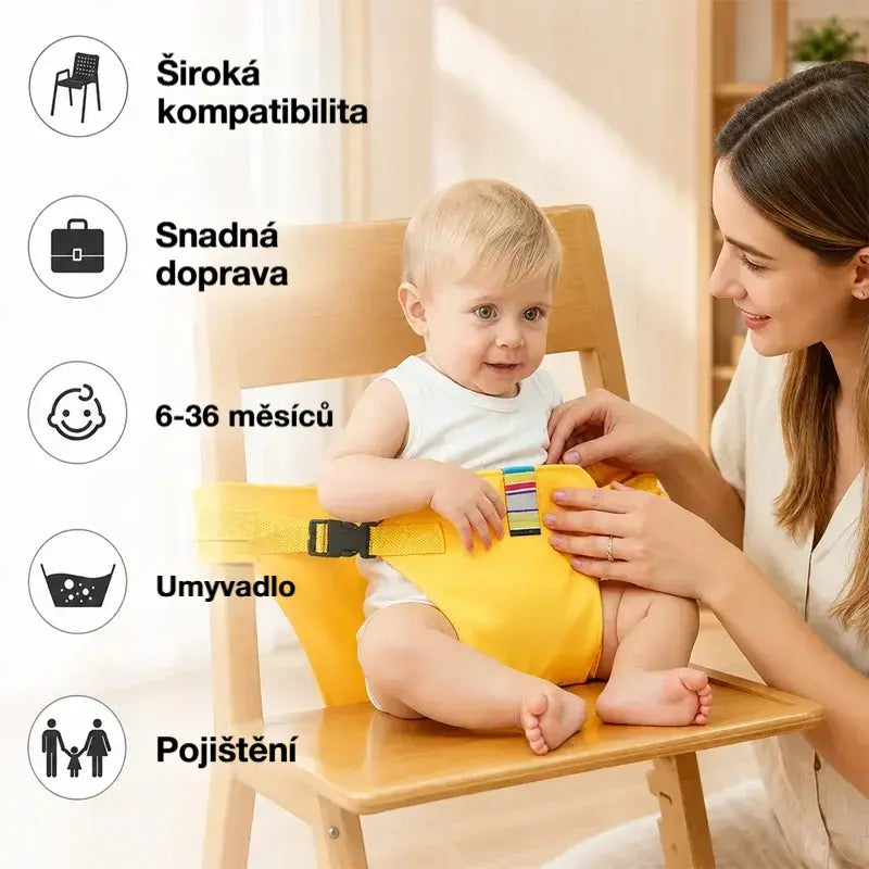 👶 Nepostradatelný produkt pro krmení dětí na cestách! Bezpečnostní pás pro přenosnou dětskou jídelní židličku, připravená k použití jedním kliknutím, s ochranou proti pádu! ✨🎒
