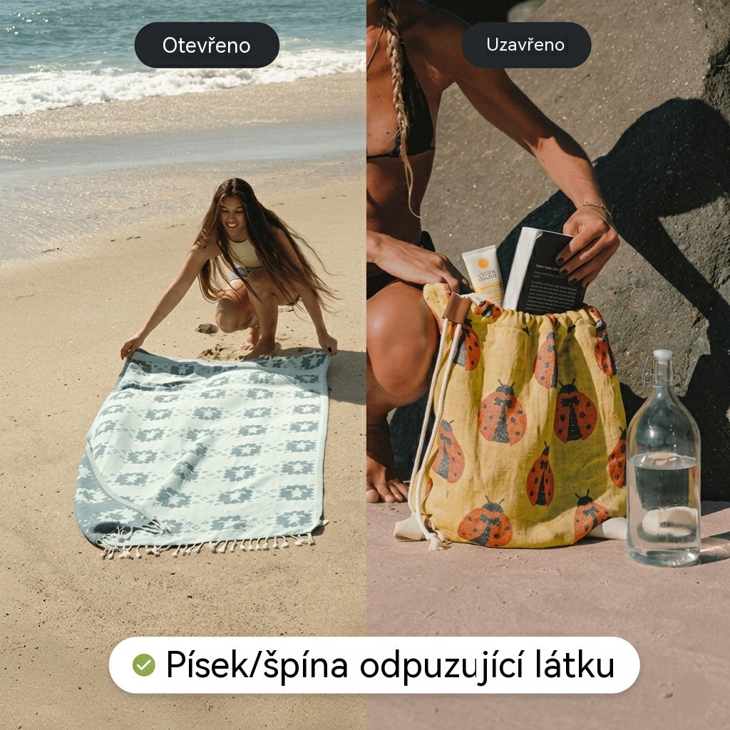 Batoh na ručníky 2 v 1 bez písku | 100% organická bavlna