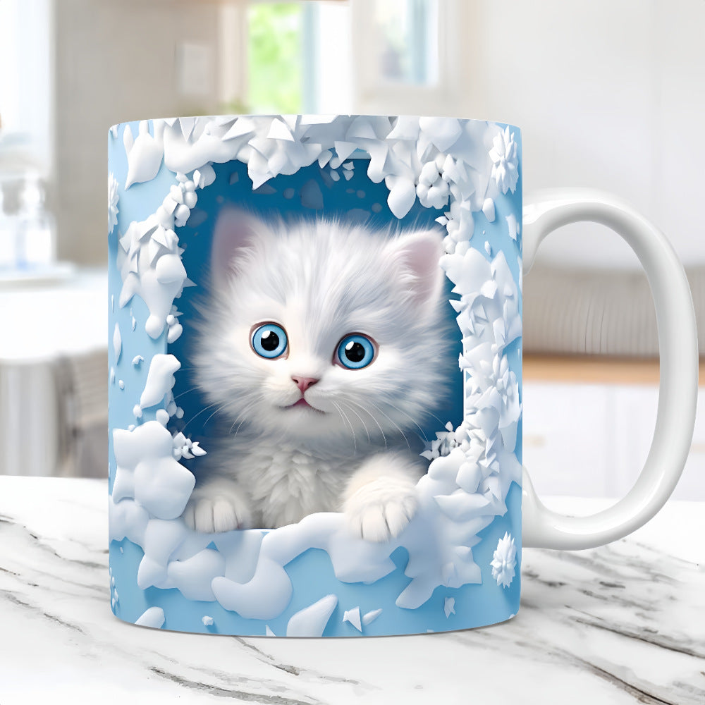 🎁 Kreativní hrnek na kávu s kočkou, vynikající dárek
