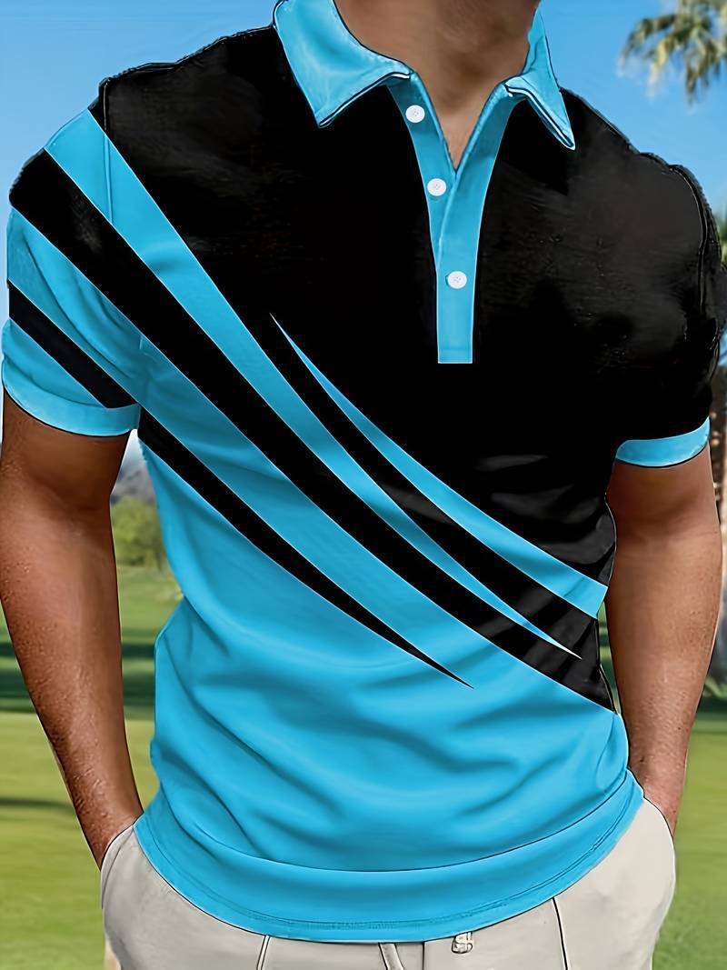 🔥【Kúpte 1 a získajte 1 zadarmo】👔【S-6XL】Nová letná pánska pruhovaná 3D košeľa POLO s potlačou