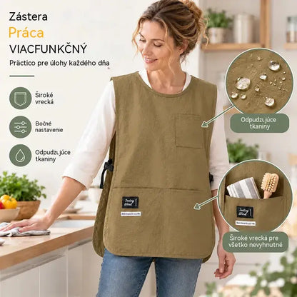 👩‍🍳✨ Nepromokavá a skvrnám odolná vesty zástěra – ideální pro vaření, řemesla a zahrádkářství, pohodlný střih 🛡️