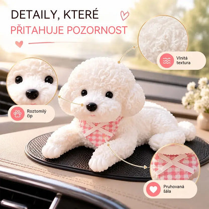 🐶 Časově omezená nabídka: 1+1 ZDARMA (2 kusy) ⚡ · Roztomilé štěňátko – dekorace na palubní desku auta · Včetně protiskluzové podložky 🌟!