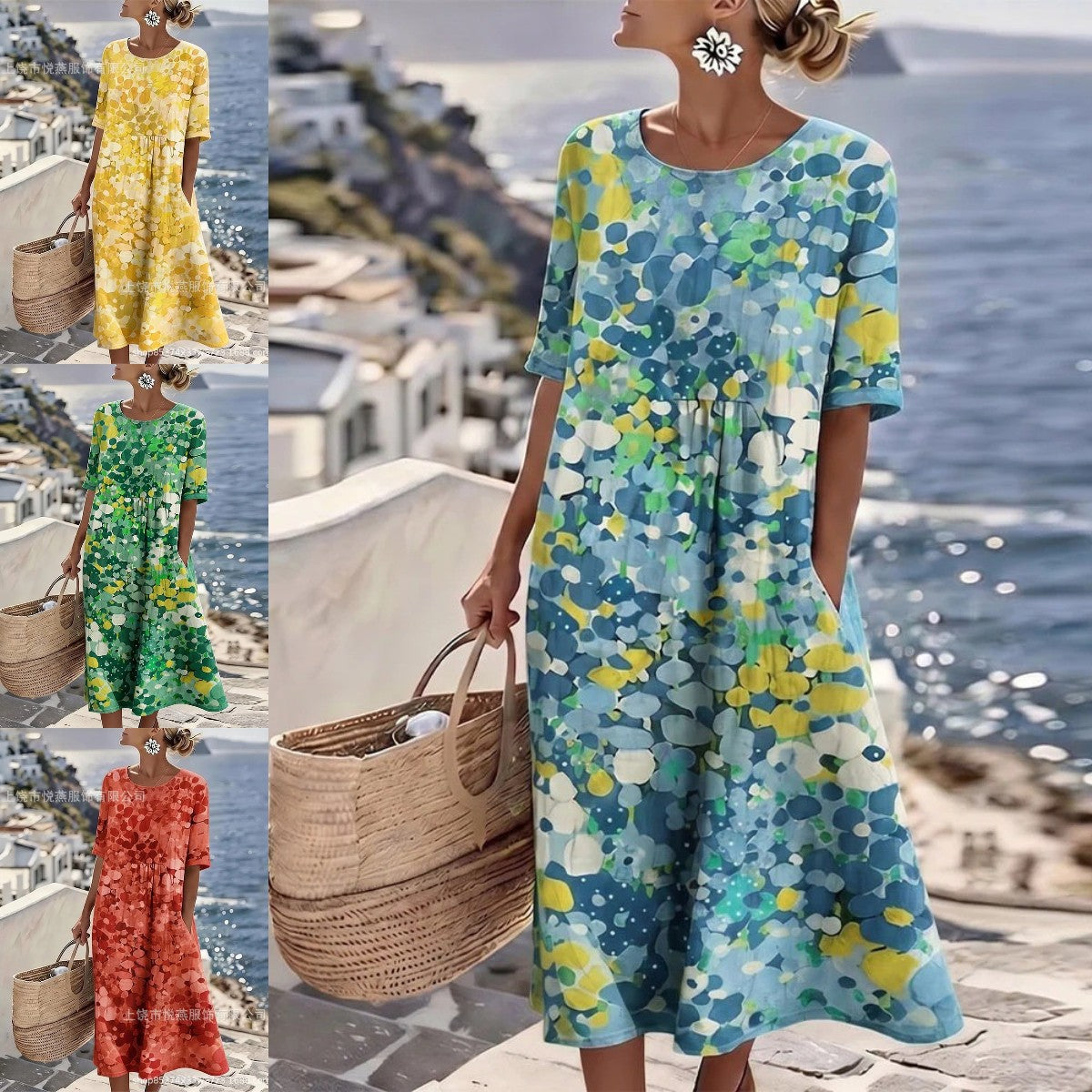 【S-5XL】🌺Oblečte si je a ukažte svou osobnost! 🥰Šaty s potiskem a volným spodním dílem