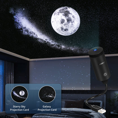 Noční světlo s projekcí hvězdné oblohy, 5V projekce planet a galaxií do ložnice, romantické ambientní světlo s hvězdnou oblohou