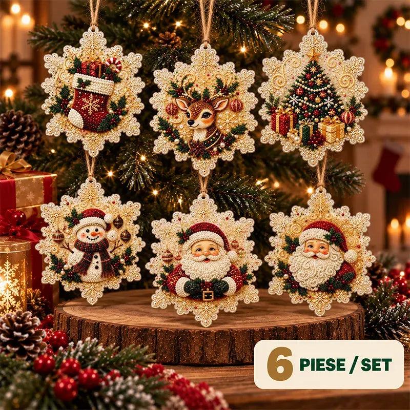 Specifikace🎄 Sada 6 vánočních ozdob na vlastnoruční vytvoření (diamantové malování) – kreativní projekt pro celou rodinu, ideální na stromeček, do okna či jako dárek!