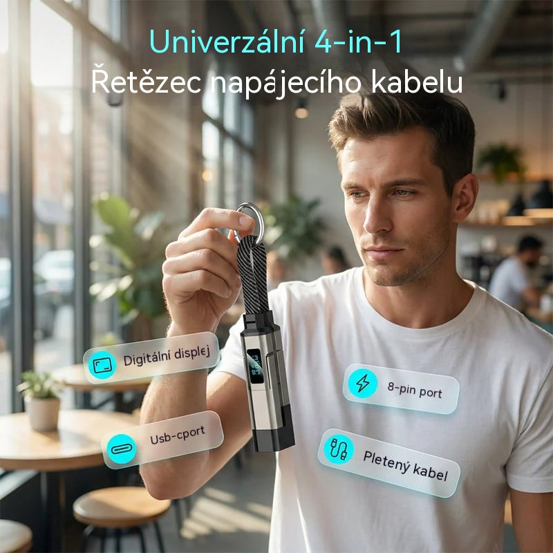 【Kupte 1, získejte 1 zdarma】🔌 Nabíjecí kabel 4 v 1 s digitálním displejem a klíčenkou – rychlé nabíjení, odolný proti zlomení a kompaktní