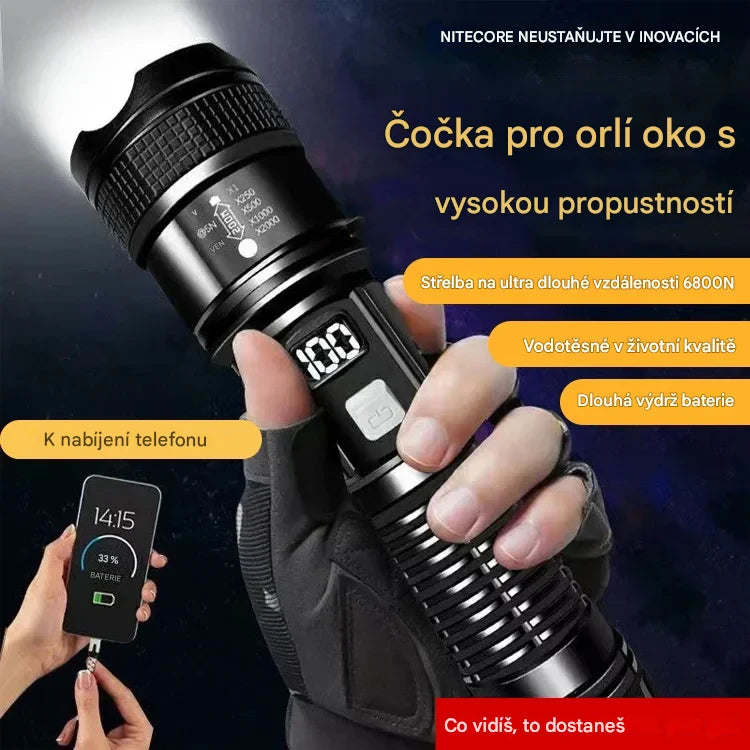 🆕🔦  Nový venkovní hlídkový světlomet, výkonná svítilna na dlouhé střílení