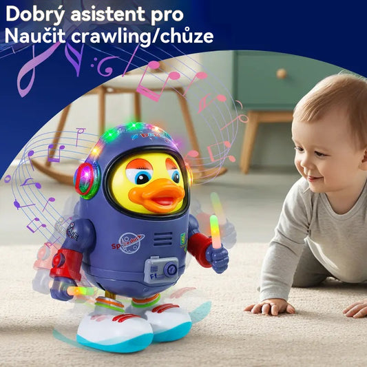 🦆Tančící vesmírná kachnička! 🌈Barevná světla✨ + dynamická hudba🎶Zábavná hračka pro miminka