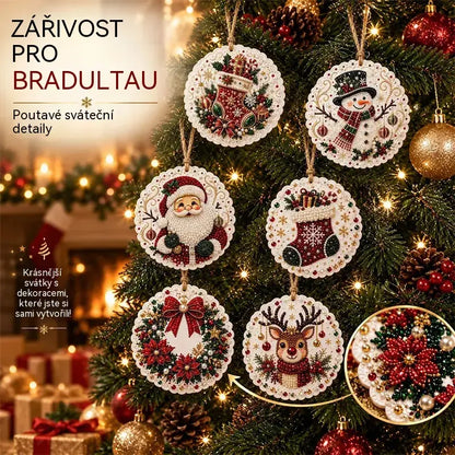 Specifikace🎄 Sada 6 vánočních ozdob na vlastnoruční vytvoření (diamantové malování) – kreativní projekt pro celou rodinu, ideální na stromeček, do okna či jako dárek!