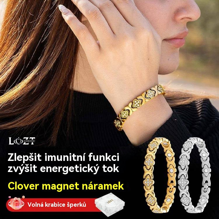 Magnetický náramok Clover Diamond - Objavte svoje tajomstvo úľavy od stresu, magnetické posilnenie wellness