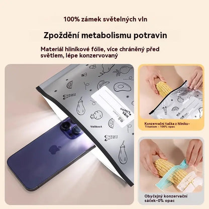 🥩【90 kusů】Sáček z hliníkové fólie potravinářské kvality se zipem pro zachování čerstvosti, vhodný do domácí lednice