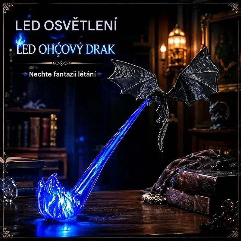 🐉🔥 3D LED světlo s ohnivě chrlícím drakem | Fantasy zářící dekorace na poličku