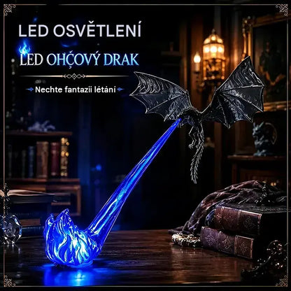 🐉🔥 3D LED světlo s ohnivě chrlícím drakem | Fantasy zářící dekorace na poličku