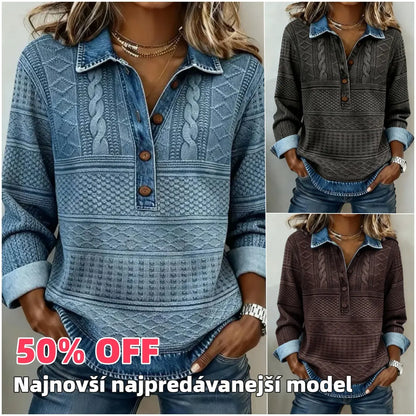 🎀🎁【Sleva 50 %】Nová módní dámská ležérní multifunkční džínová mikina s kapucí