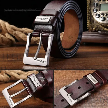 🔥【Kupte jeden, druhý dostanete zdarma】 Vysoce kvalitní pánský kožený opasek k džínům v retro stylu