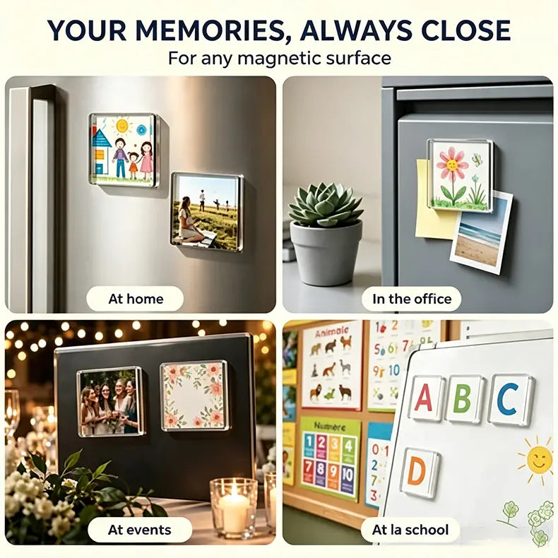 🧲✨ Sada magnetů na ledničku z průhledného akrylu – Vytvořte si jedinečné magnety na ledničku s fotografiemi se silnými magnety! 📸💖