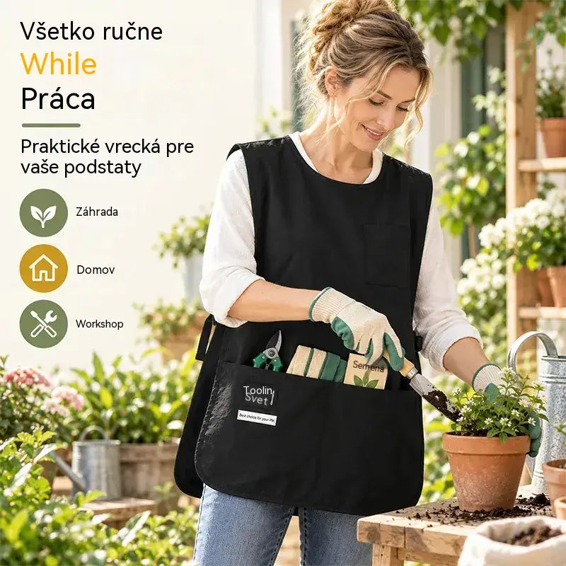 👩‍🍳✨ Nepromokavá a skvrnám odolná vesty zástěra – ideální pro vaření, řemesla a zahrádkářství, pohodlný střih 🛡️