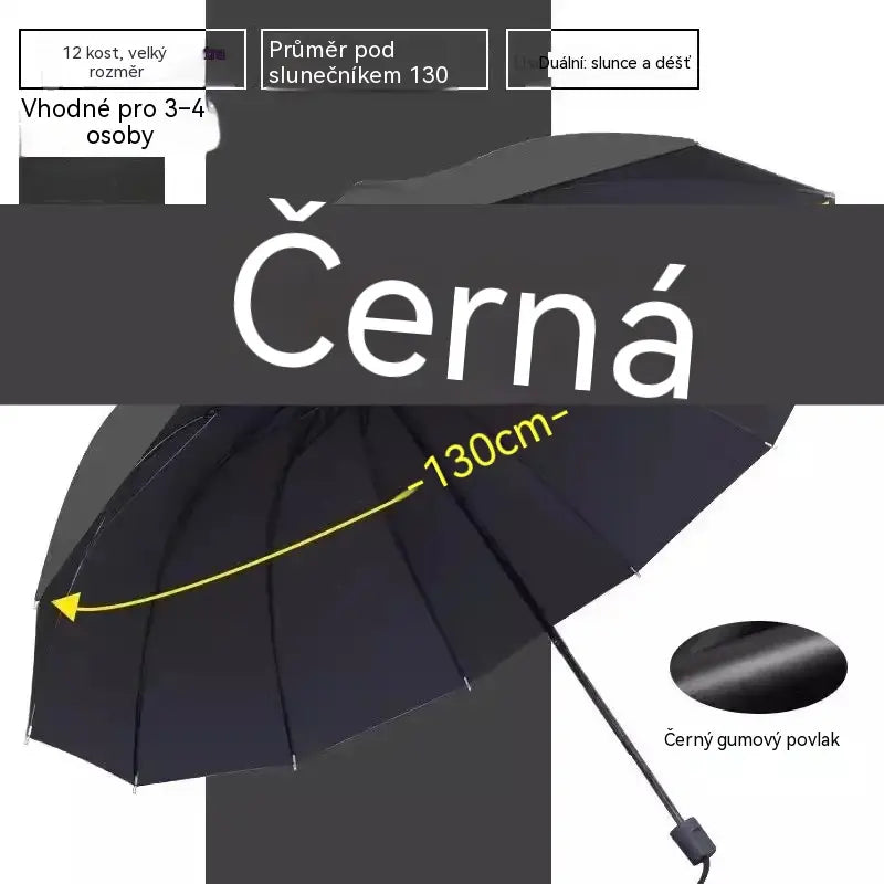 ☔ Skládací deštník s 12 žebry – větruodolný, vodotěsný a lehký do deště i slunce 🌞