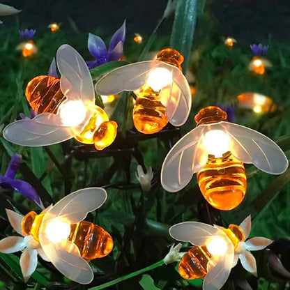 [5 m / 20 svítidel] LED světelný řetěz ve tvaru včel s solárním napájením🐝