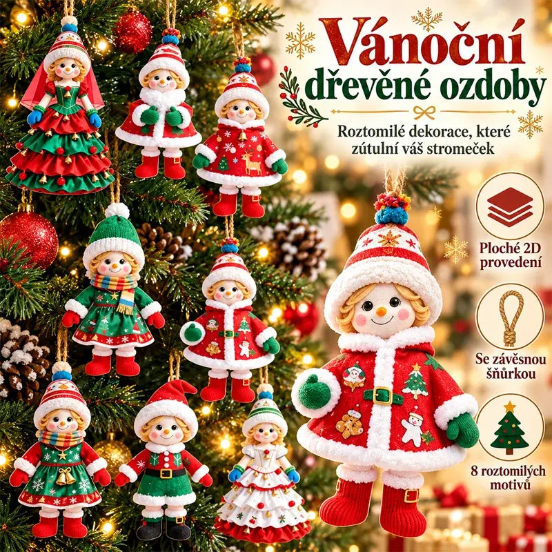 ✨Dvě sady po 40 kusech stojí 580 českých korun🎄2D dřevěné dekorace na vánoční oblečení pro dívky