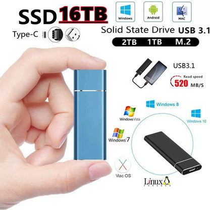 ⚡【1TB 2TB 4TB 8TB 12TB 16TB】Mobilní SSD disk SSD
