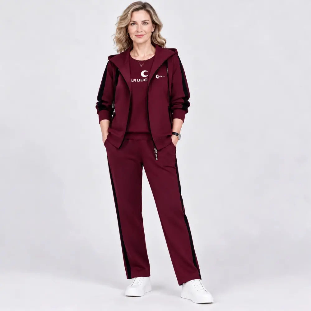 ✨【M–4XL】Dámská třídílná souprava 2026 – vršek s kapucí, podzim/zima, volný střih, sportovní styl, nadměrné velikosti, navrženo speciálně pro maminky🥰