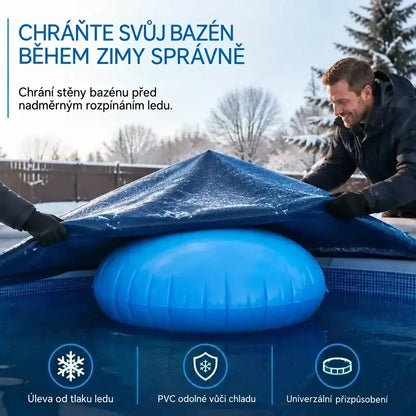 ❄️ Nafukovací polštář do bazénu — chrání konstrukci před tlakem ledu a pomáhá odvádět vodu a sníh.