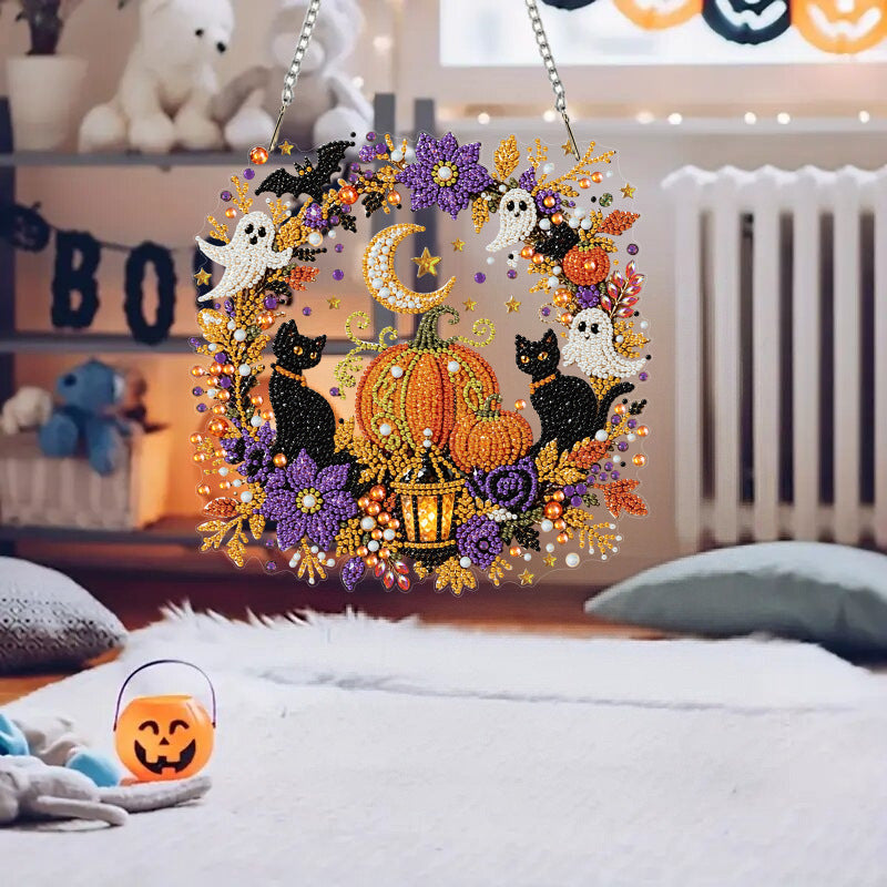🔥⚡ Prodáno přes 50 000 kusů! 🎁🍂 Podzimní závěsné dekorace - sada na výrobu věnce a diamantové malby ✝️💐