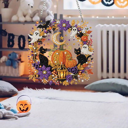 🔥⚡ Prodáno přes 50 000 kusů! 🎁🍂 Podzimní závěsné dekorace - sada na výrobu věnce a diamantové malby ✝️💐