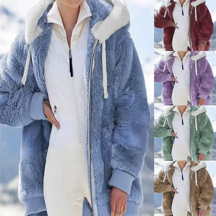 ☃️Limitovaná sleva 39%❄️[S-5XL] Dámská bunda 2026 s kontrastními pruhy z hustého plyše