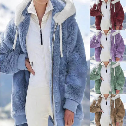 ☃️Limitovaná sleva 39%❄️[S-5XL] Dámská bunda 2026 s kontrastními pruhy z hustého plyše